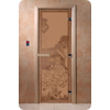 Дверь для сауны DoorWood (Дорвуд) 60x190 Основная серия Банька в лесу (бронза матовое) левая