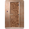 Дверь для сауны DoorWood (Дорвуд) 90x200 Основная серия Хохлома (бронза матовое), правая