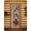 Дверь для сауны DoorWood (Дорвуд) 70x190 Престиж (с рисунком) Березка левая (сатин)