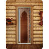 Дверь для сауны DoorWood (Дорвуд) 70x190 Престиж (с рисунком) Восточная арка правая (сатин)