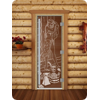 Дверь для сауны DoorWood (Дорвуд) 70x210 Престиж (с рисунком) Дженифер правая (бронза матовая)