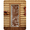 Дверь для сауны DoorWood (Дорвуд) 70x210 Престиж (с рисунком) Камышовый рай левая (бронза матовая)