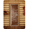 Дверь для сауны DoorWood (Дорвуд) 70x210 Престиж (с рисунком) Китай правая (бронза матовая)