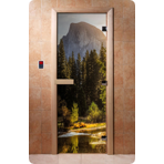 Дверь для сауны DoorWood (Дорвуд) 70x210 Фотопечать A090 правая, коробка ольха