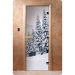 Дверь для сауны DoorWood (Дорвуд) 70x210 Фотопечать A091 левая, коробка ольха