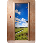 Дверь для сауны DoorWood (Дорвуд) 70x210 Фотопечать A092 правая, коробка ольха