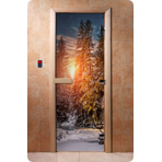 Дверь для сауны DoorWood (Дорвуд) 70x210 Фотопечать A093 правая, коробка ольха
