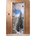 Дверь для сауны DoorWood (Дорвуд) 70x210 Фотопечать A095 левая, коробка ольха
