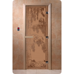 Дверь для сауны DoorWood (Дорвуд) 60x200 Основная серия Берёза (бронза матовое) левая