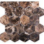    StarMosaic Hexagon Dark Emperador Polished 63x63, 282X260X8