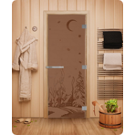 Дверь для сауны DoorWood (Дорвуд) 70x190 Эталон Зима (бронза матовая) правая