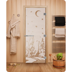 Дверь для сауны DoorWood (Дорвуд) 70x190 Эталон Зима (сатин) левая