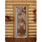 Дверь для сауны DoorWood (Дорвуд) 70x190 Престиж (с рисунком) Береза левая (бронза матовая)